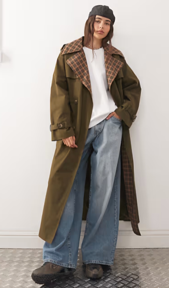 Καμπαρντίνα σε μάξι μήκος και καρό επένδυση