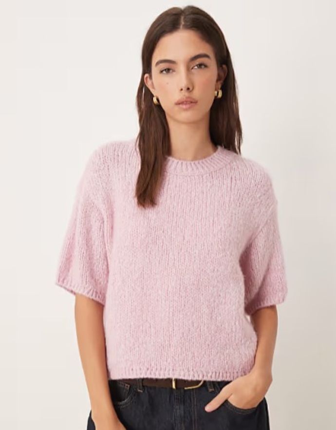 Πλεκτό πουλόβερ με κοντό μανίκι