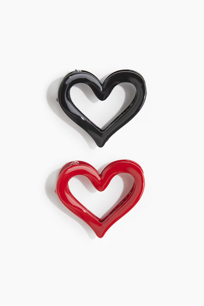 hairclips σε σχήμα καρδιάς (σετ των 2)