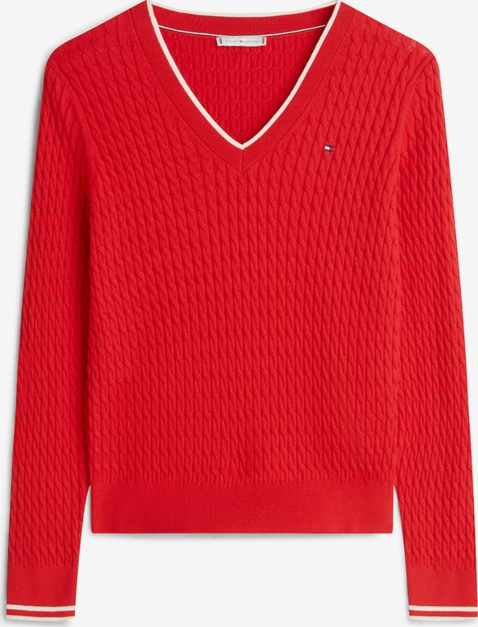 Πουλόβερ με πλέξη σε κόκκινο χρώμα