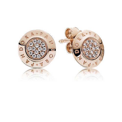 Σκουλαρίκια με κυβ. ζιρκόνια, 14K rose gold-plated