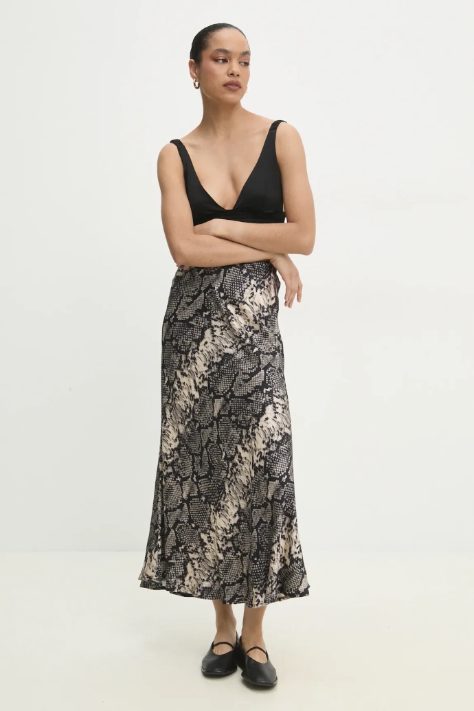 μίντι slip φούστα με snakeskin print