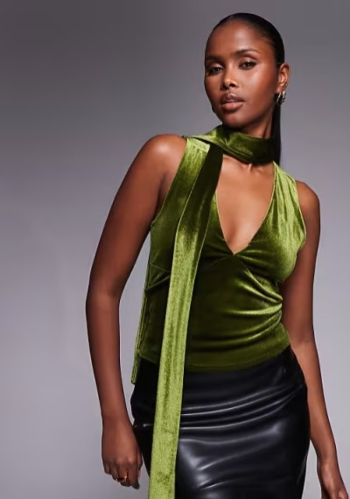 scarf top από βελούδινο ύφασμα 