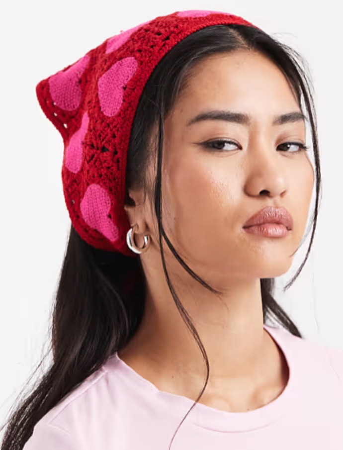 crochet μπαντάνα με καρδιές