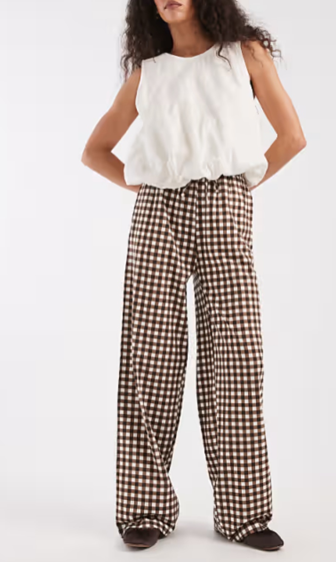 παντελόνι με λάστιχο σε gingham print