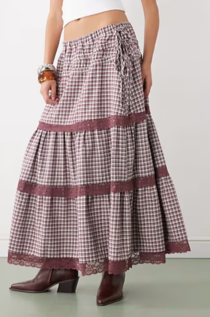 prairie μάξι φούστα με δαντελένιες λεπτομέρειες