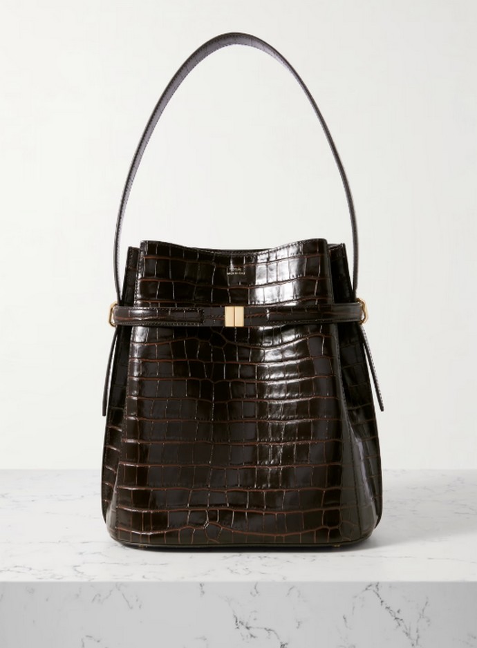 Δερμάτινη τσάντα με κροκό εφέ