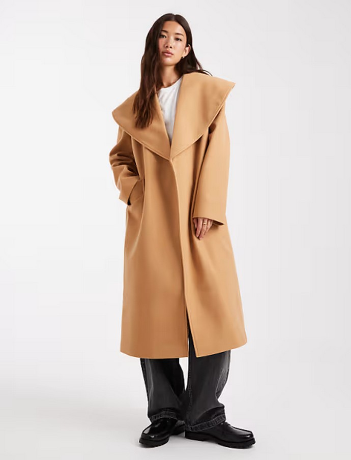 Κρουαζέ καμηλό παλτό με ζωνάκι