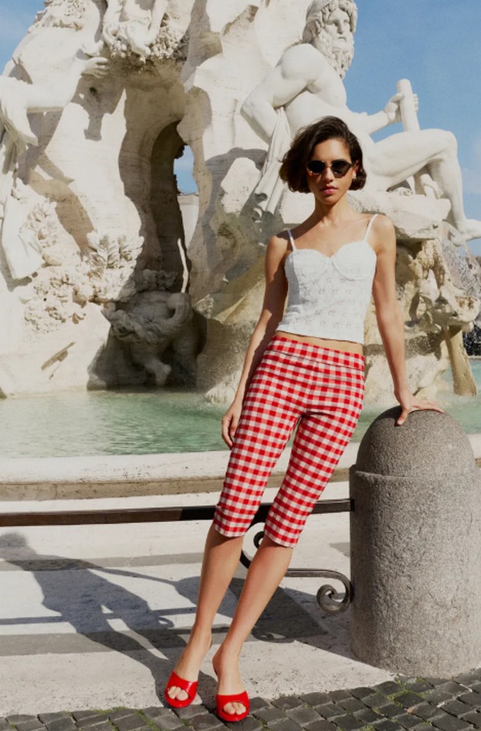 Χαμηλόμεσο καρό παντελόνι 