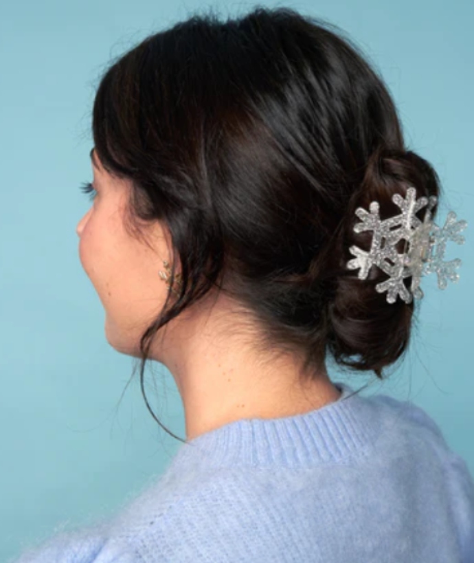 κλάμερ σε σχήμα χιονονιφάδας με glitter