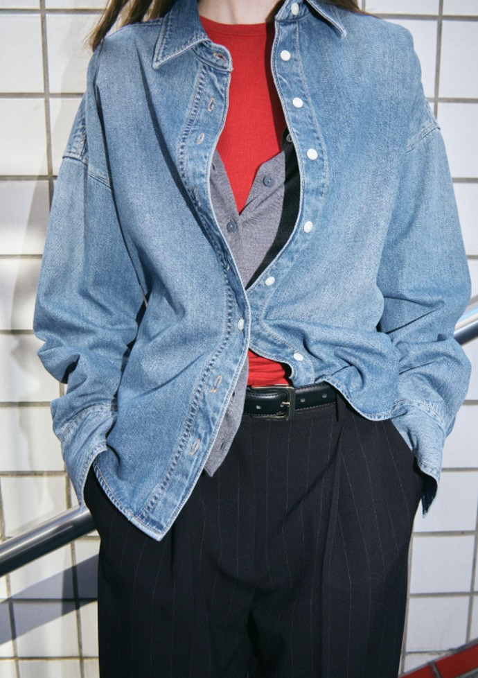 Πουκάμισο denim από 100% βαμβάκι