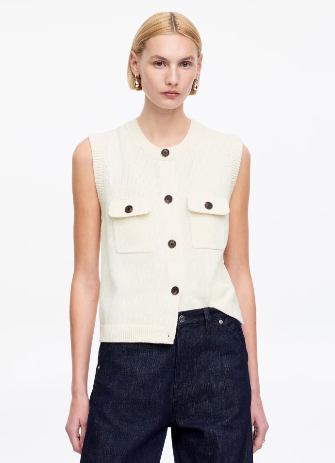 πλεκτό βαμβακερό γιλέκο με κουμπιά