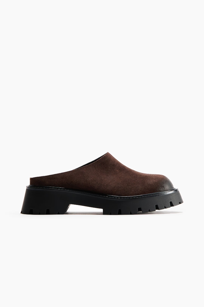 Suede clogs με chunky σόλα