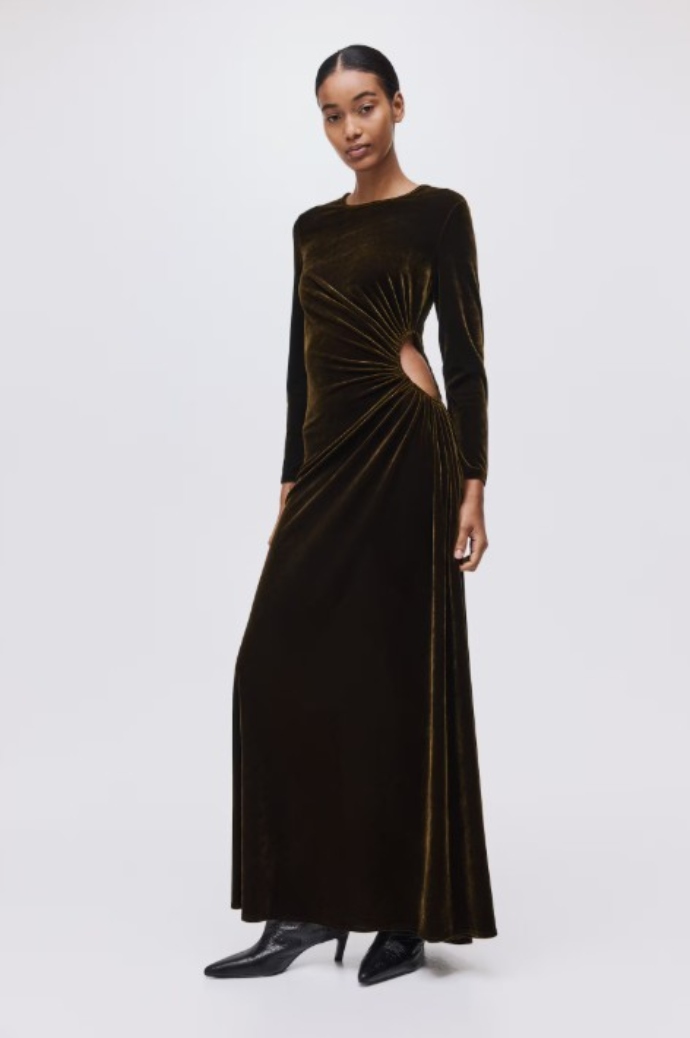 ντραπέ μάξι φόρεμα με άνοιγμα στο πλάι