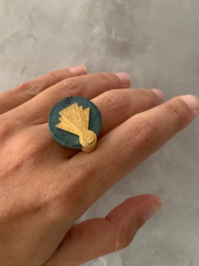 Δαχτυλίδι από μάρμαρο και ασήμι 925