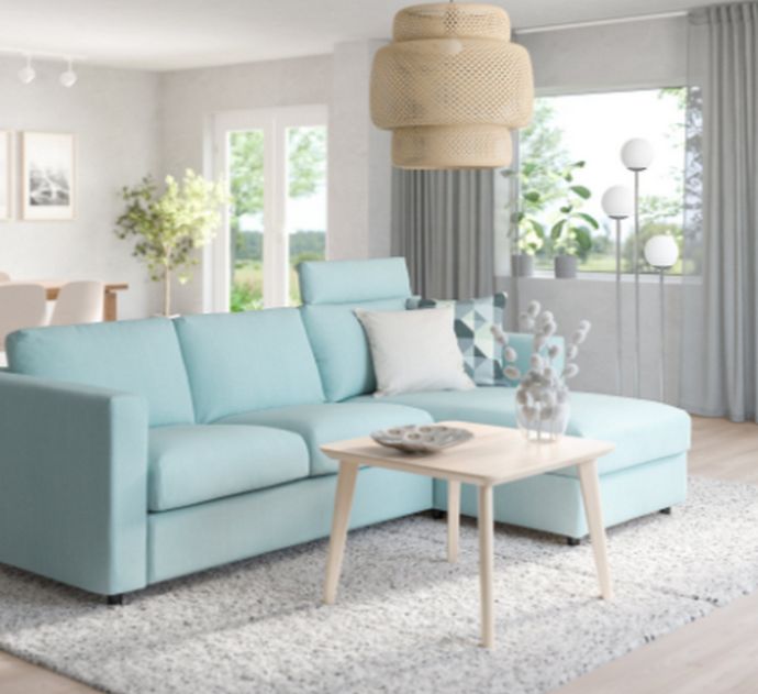 VIMLE τριθέσιος καναπές με σεζλόνγκ με κεφαλάρι