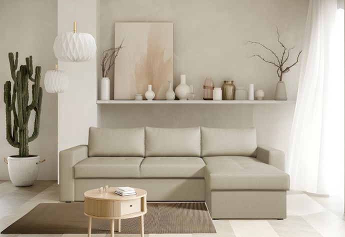Καναπές Κρεβάτι Γωνιακός Nachevi Trento Μπεζ 226x164cm