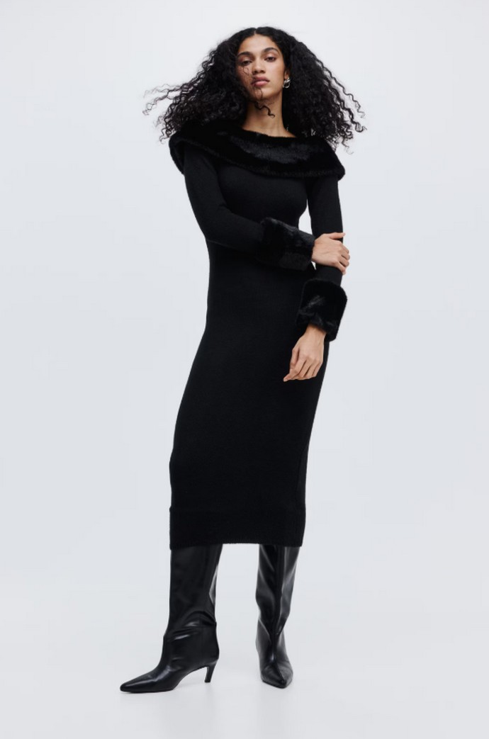 Πλεκτό έξωμο φόρεμα