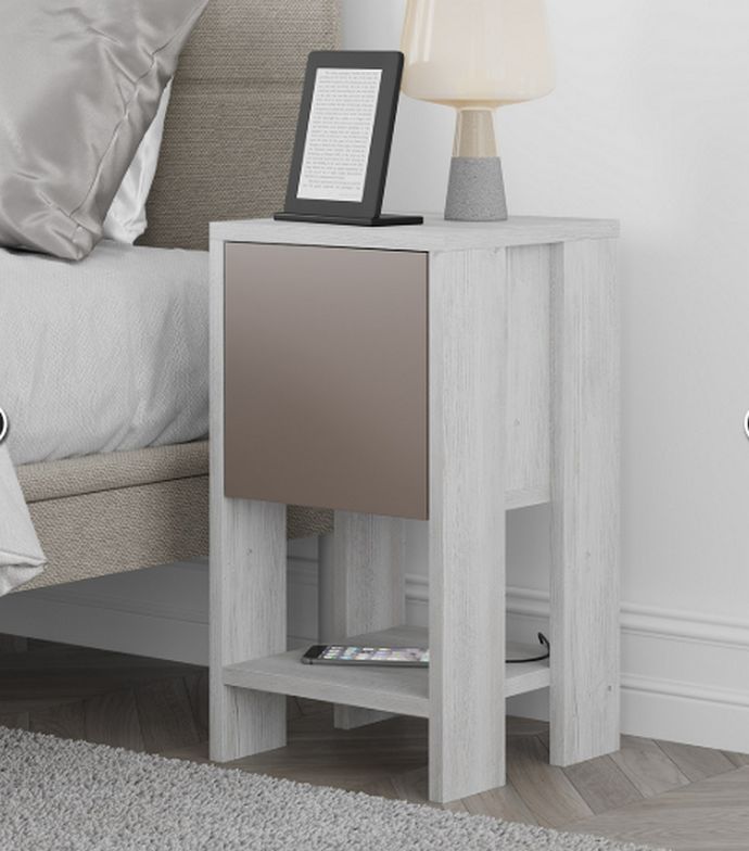 Κομοδίνο Με Ντουλάπι & Ράφι Light Mocha