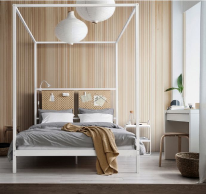 VITARNA σκελετός κρεβατιού με ουρανό/διάτρητο πίνακα