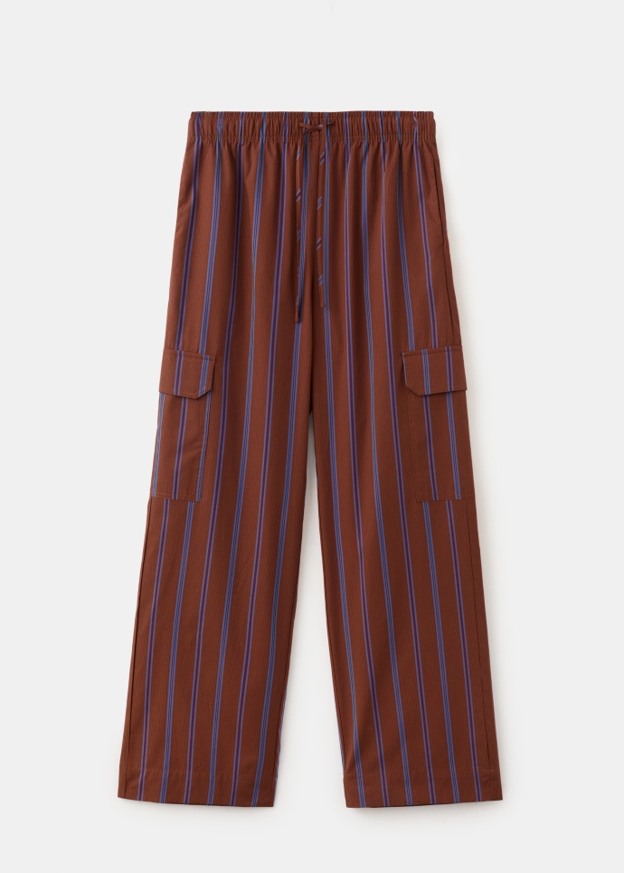 ριγέ cargo παντελόνι με τσέπες στο πλάι