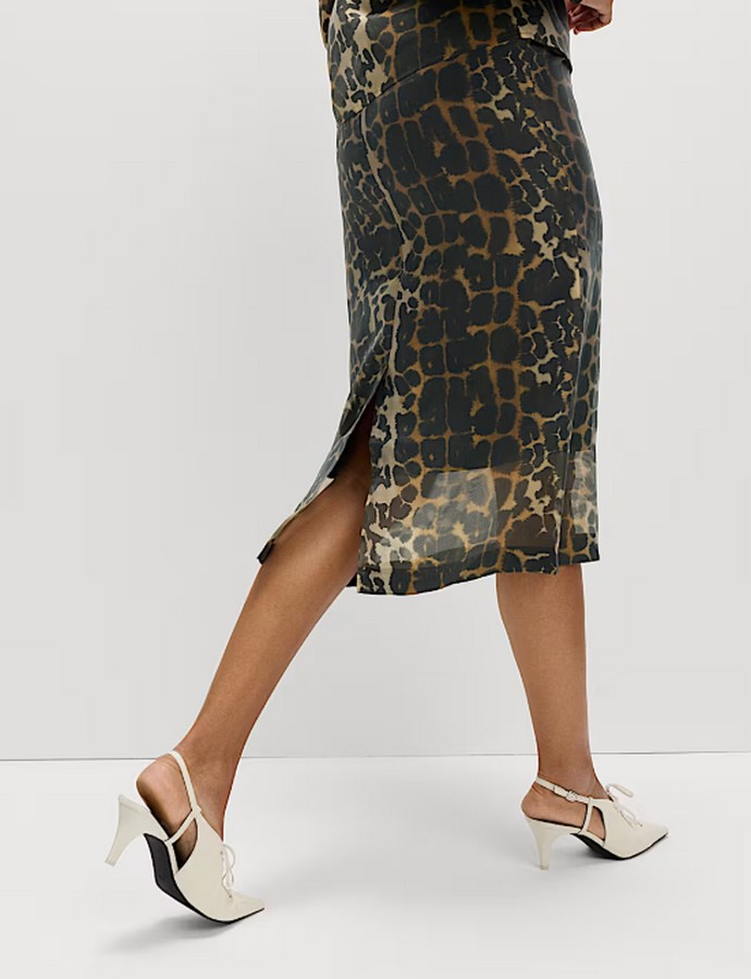 Mίντι φούστα με διαφάνεια