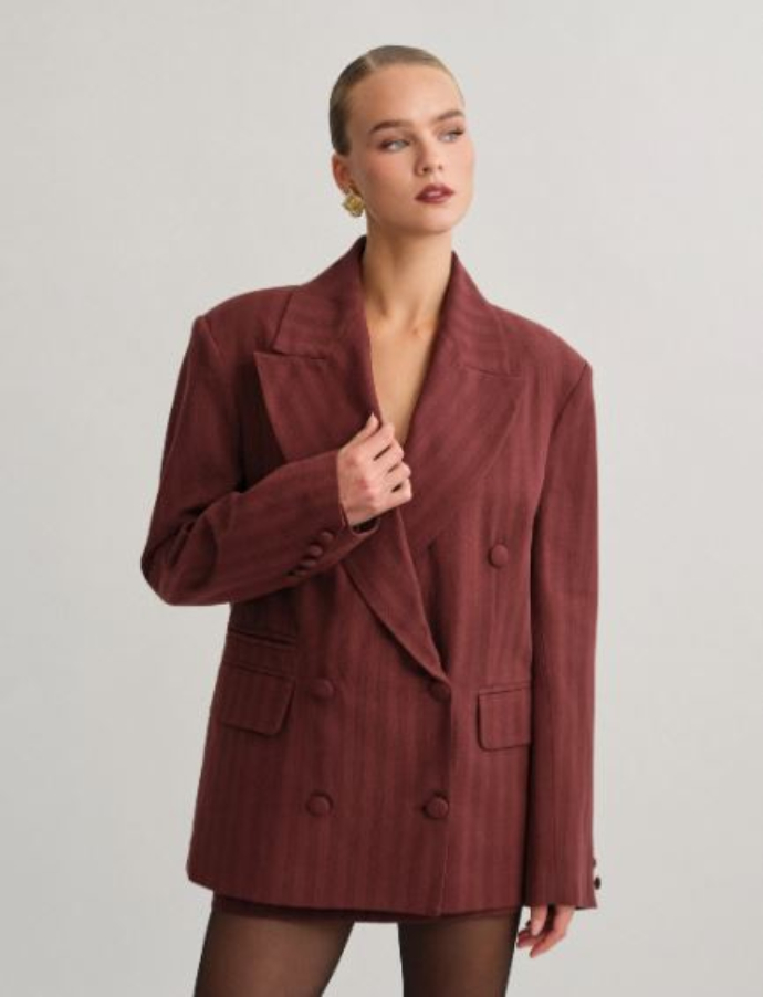 oversized σταυρωτό μπλέιζερ με ρίγα