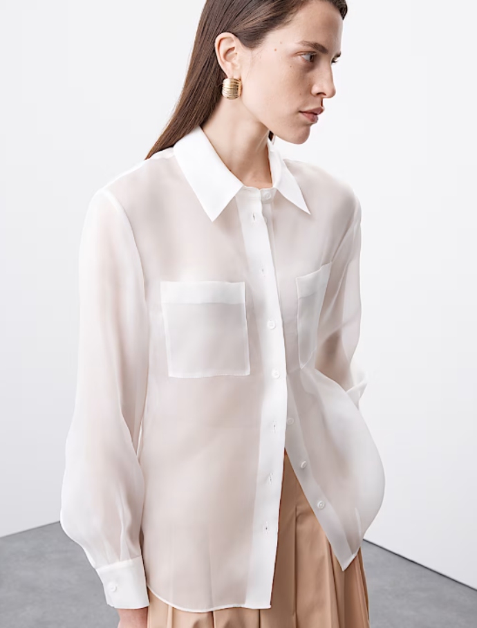 πουκάμισο οργάντζα από 100% μετάξι