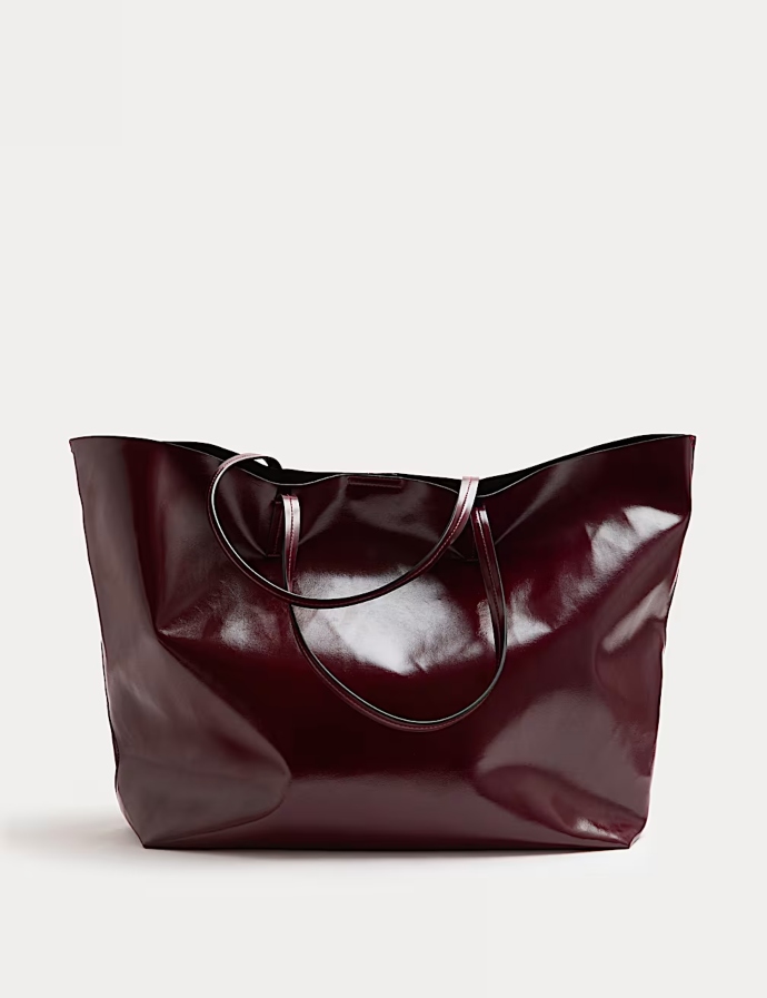 oversized τσάντα ώμου από συνθετικό δέρμα