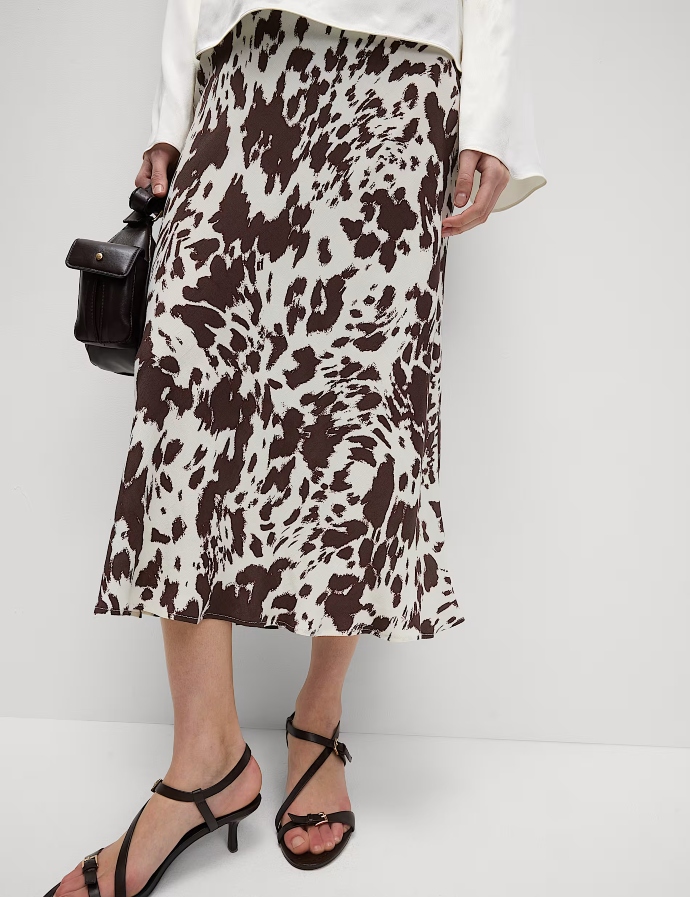 ίσια μίντι φούστα σε cow print