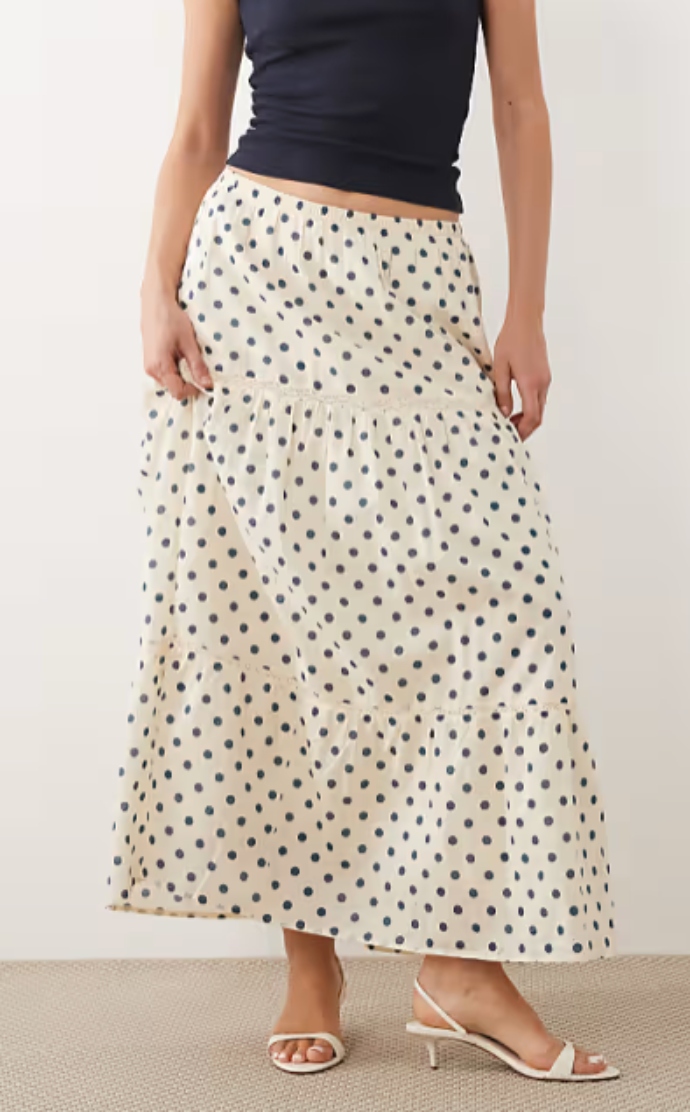 μάξι πουά φούστα με layers