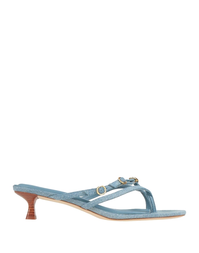 thong sandals με χαμηλό τακούνι και denim ύφασμα