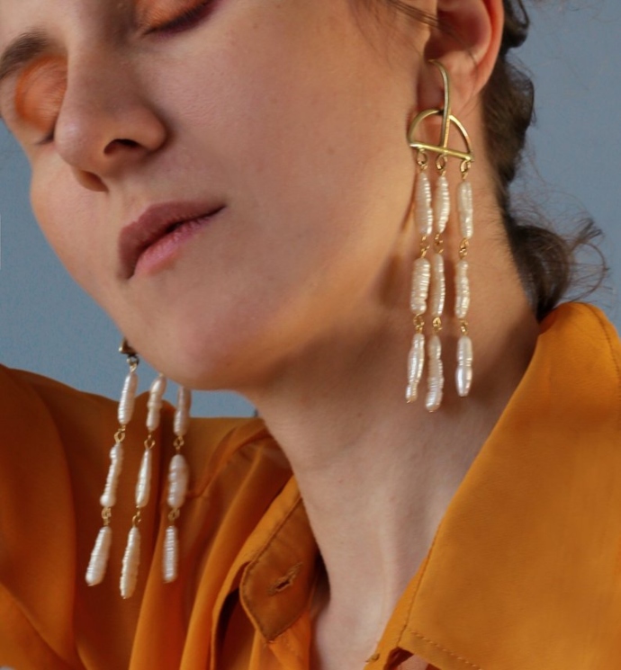 κρεμαστά σκουλαρίκια με φυσικές πέρλες Leandra Earrings