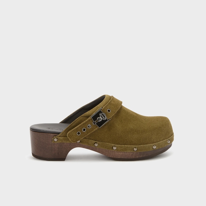 Suede ξύλινα clogs