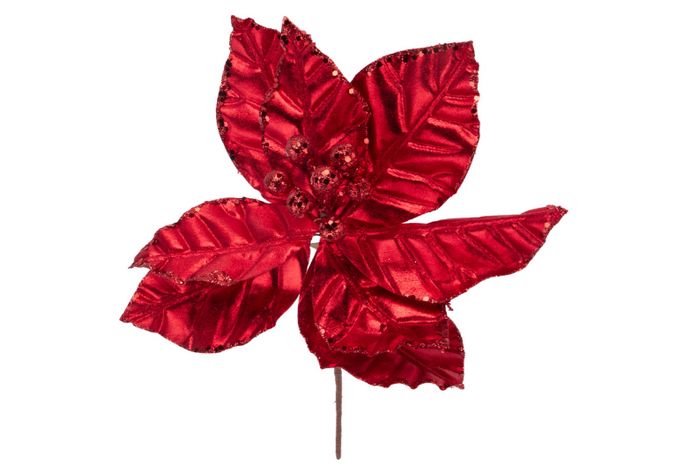 Χριστουγεννιάτικο Διακοσμητικό Λουλούδι 35cm Κόκκινο
