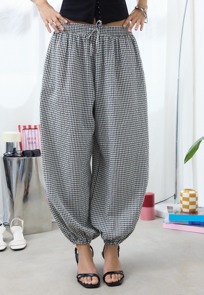 καρό balloon παντελόνι