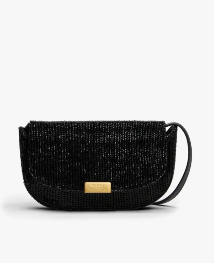 δερμάτινη τσάντα χιαστί με χάντρες 