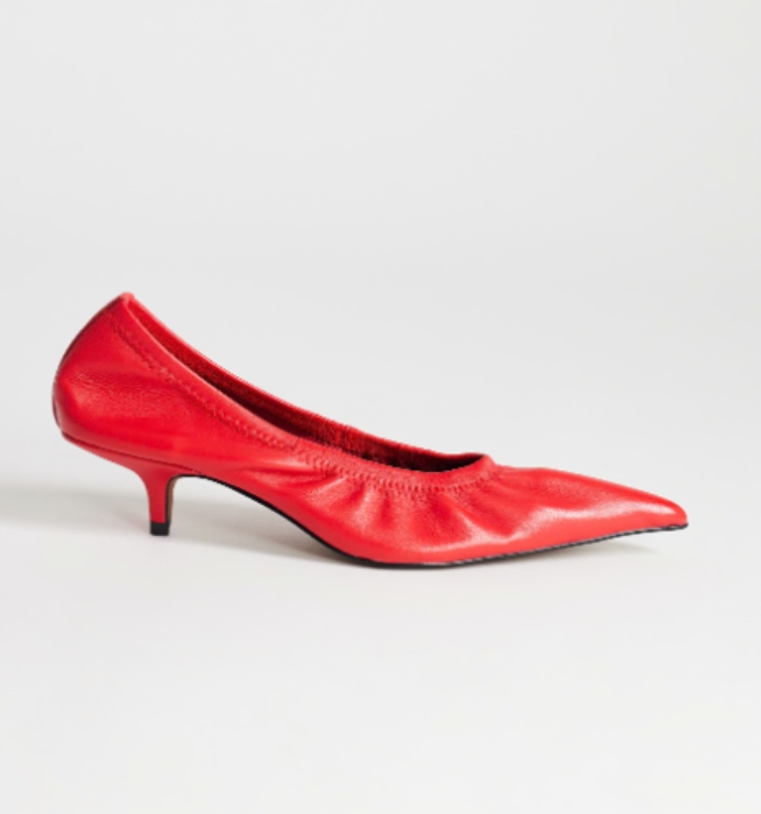 ruched kitten heel court 