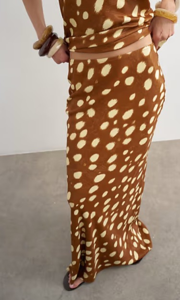  satin bias maxi skirt in deer print | ASOS