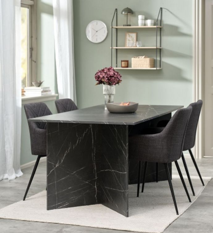 Τραπέζι KRONDAL 90x180 σε μαύρο μάρμαρο