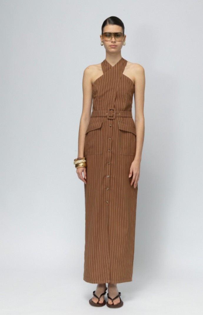 Pinstriped halter φόρεμα