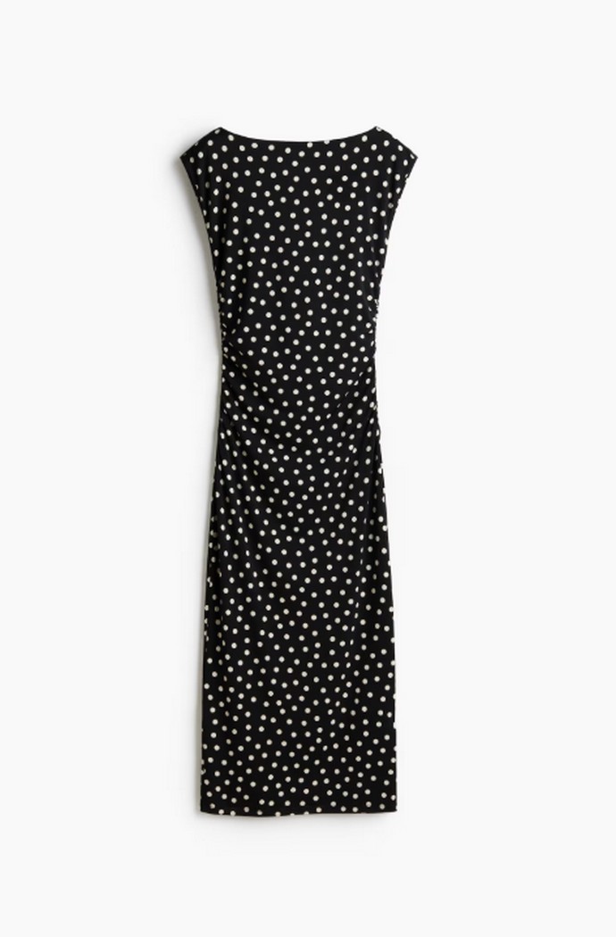 Φόρεμα με ντραπέ και κοντό μανίκι