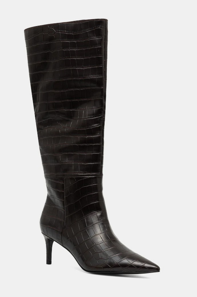 Δερμάτινες μπότες με λεπτό τακούνι