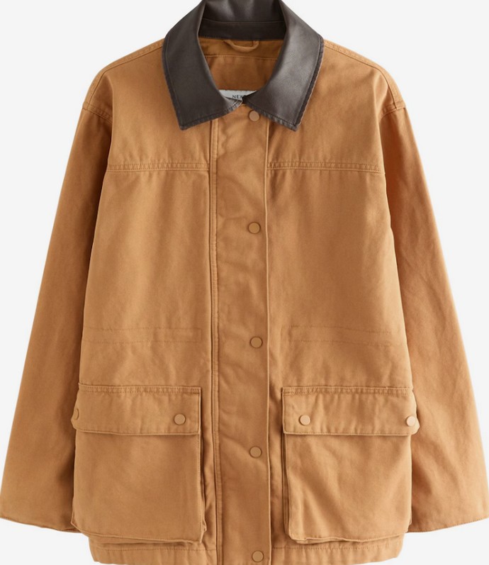 Jacket με δερμάτινο γιακά