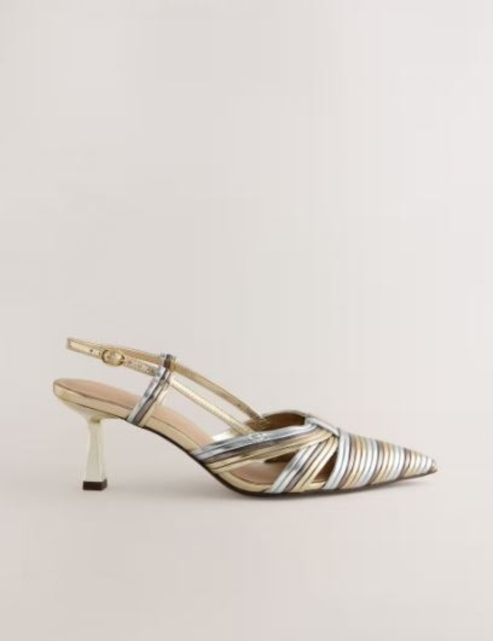 slingback παπούτσια σε χρυσό και ασημί