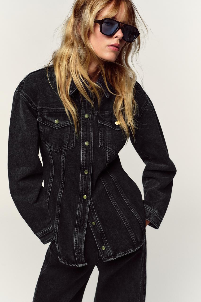εφαρμοστό denim πουκάμισο