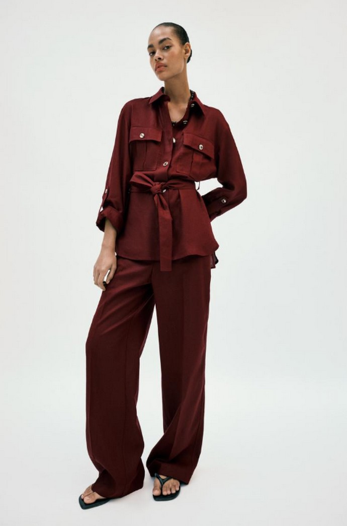 Ψηλόμεσο λινό παντελόνι